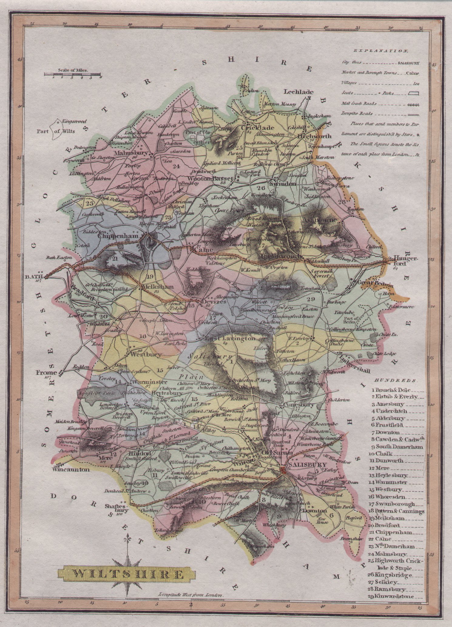 Map of Wiltshire - Wallis
